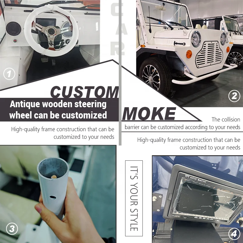 E Moke Electric Vehicle Tour Car Electric Sightseeing Vehicle 72v Lead Acid Battery Custom 4 Seats Electric Golf Carts