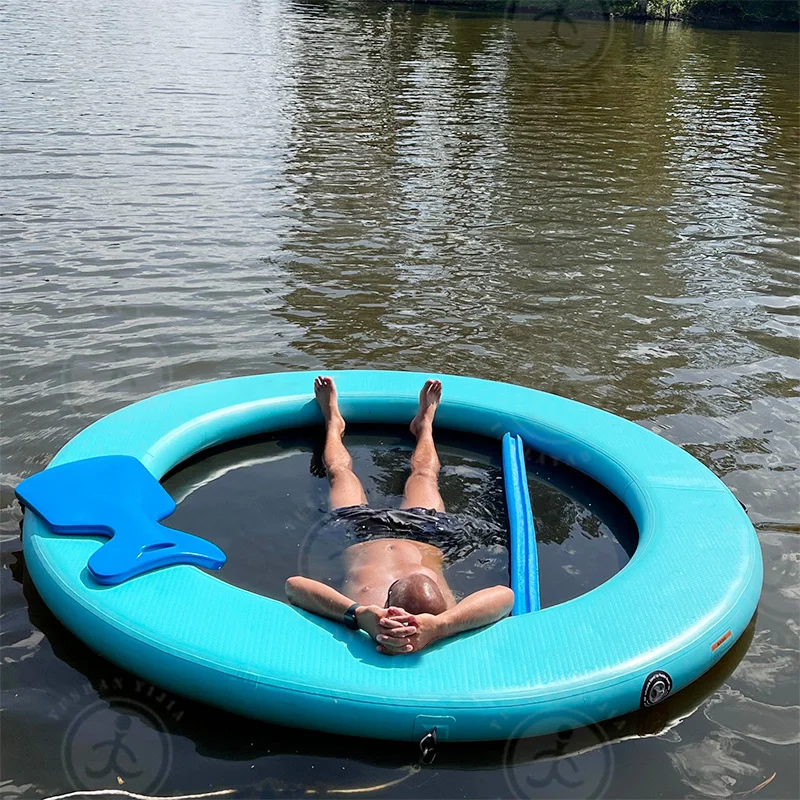 Производитель EJIA пользовательский портативный плавающий водный гамак шезлонг бассейн надувной с сетчатым центром для