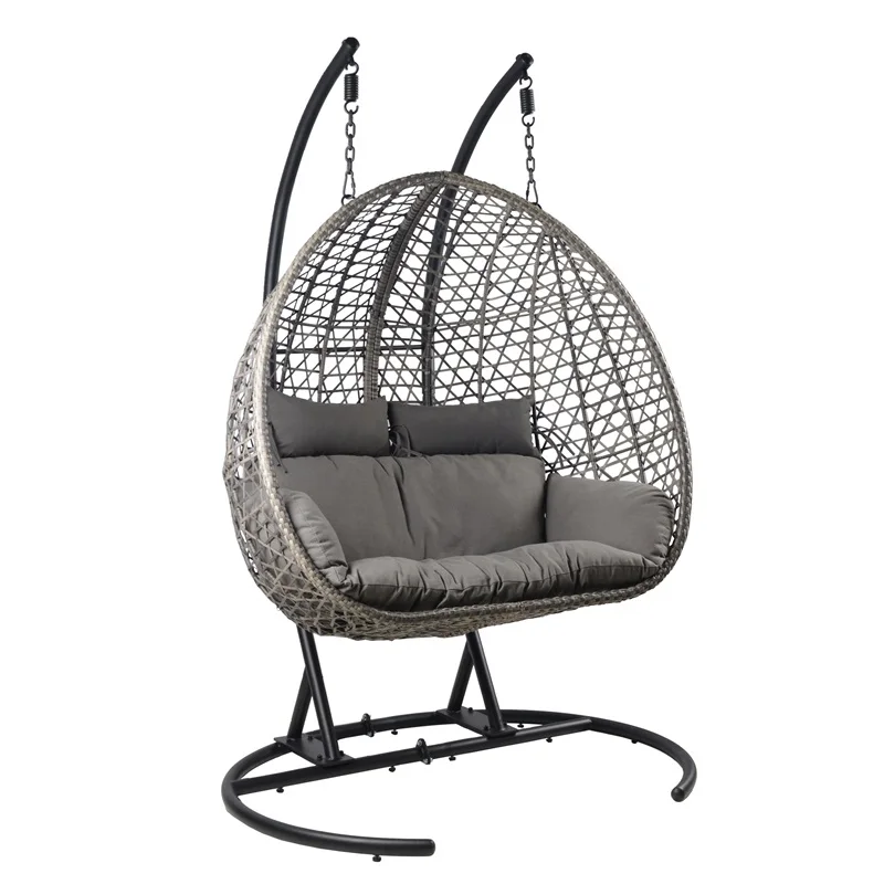 Wholesale outdoor Patio garden hanging egg chair modern steel frame egg swing chair rattan hanging egg swing chair