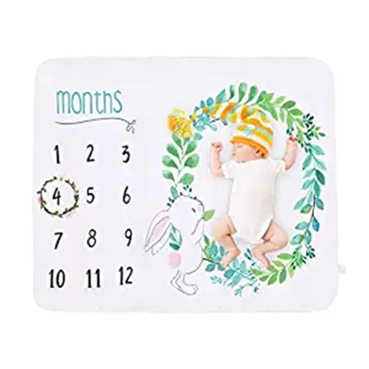 
Children Cartoon Milestone Sleeping Bath Blanket Soft Flannel Photography Monthly Photo Newborn Baby Blanket 