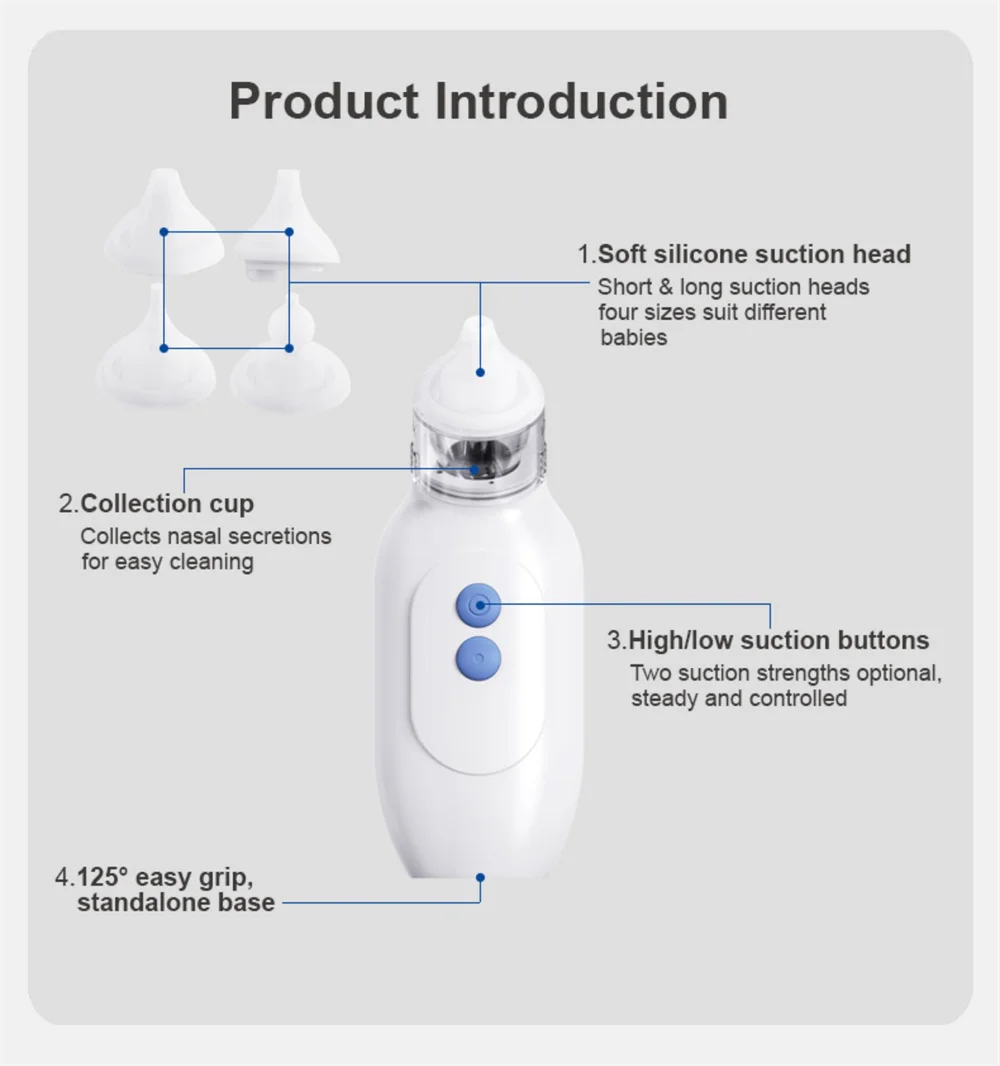 Baby Nose Nasal Discharge Suction Device Safe Nose Cleaning Nasal Aspirator Cleaner Electric Vacuum Nasal Aspirator for Baby