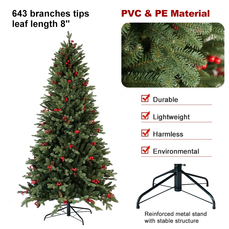 Wholesale Cheap Premium 6ft 7.5ft PE PVC Pre Lit Flocked Big Snow White XMAS Artificial Christmas Tree With Led Light