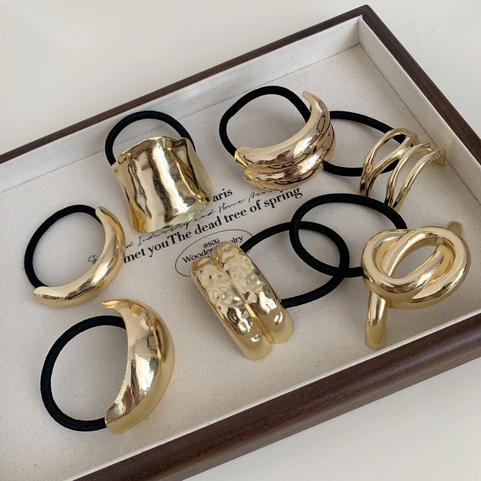 Fashion Simple Rubber Band Metal Hair rope gold Pony Cuffs Metal Hair Ties Hair Accessories for women