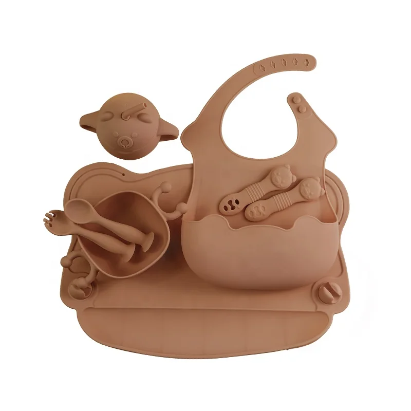 Bpa Free Food Grade Silicone Tableware Toddler Baby Silicone Suction Plate Modern Kids Bowl Silicone Baby Feeding Set