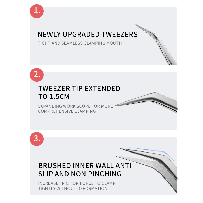 Professional Stainless Steel Eyelash Tweezers Private Custom False Eyelashes Extention Tweezers