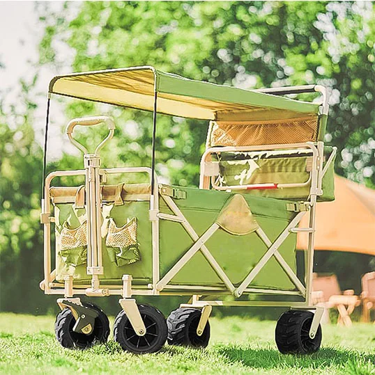 Outdoor campervan Push-pull Sun protection picnic cart Table board camping trailer foldable