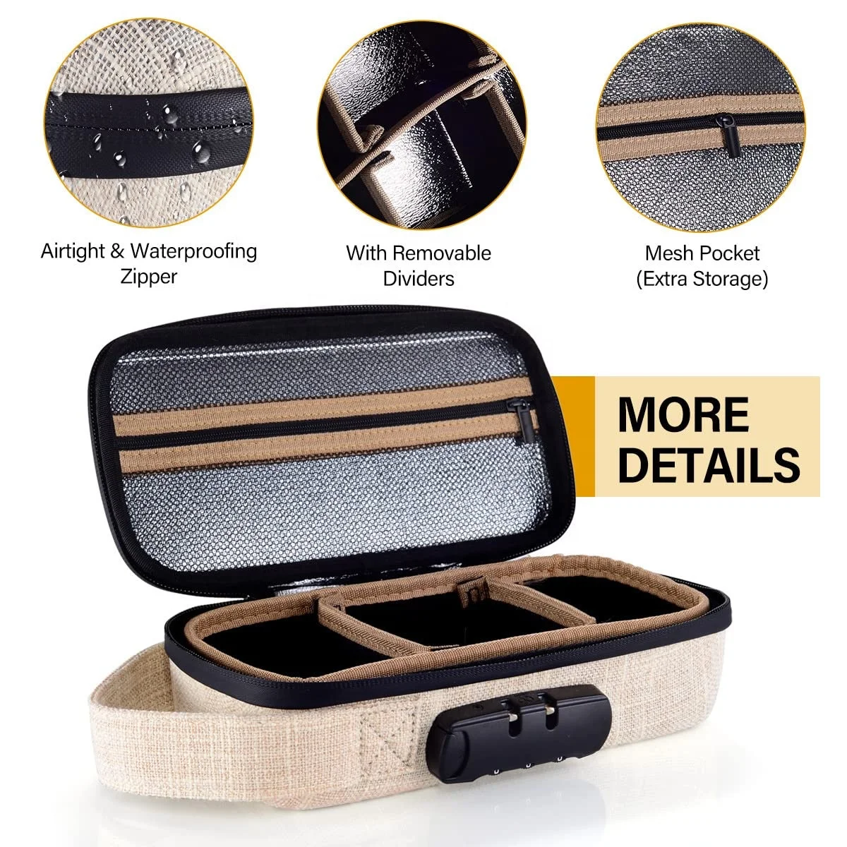 Factory Custom Smell Proof Stash Box with Combination Lock Portable Travel Storage Case For Storage Your Accessories