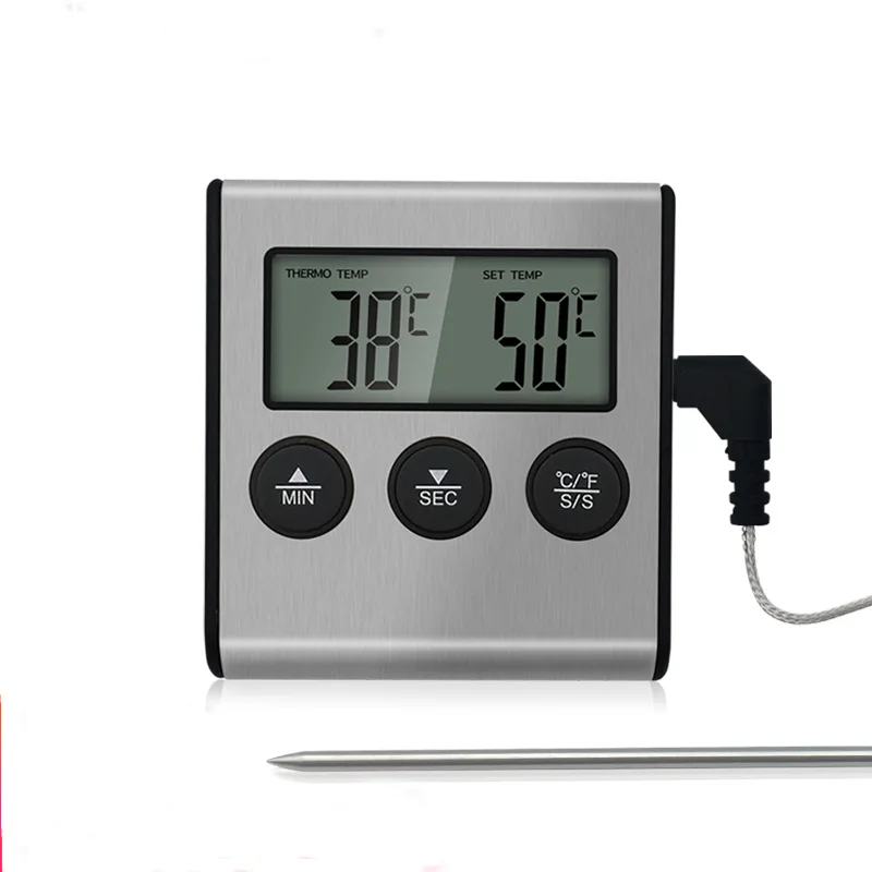 Digital Remote Wireless Food Kitchen Oven Thermometer Probe For BBQ Grill Oven Meat Timer Temperature Manually Set