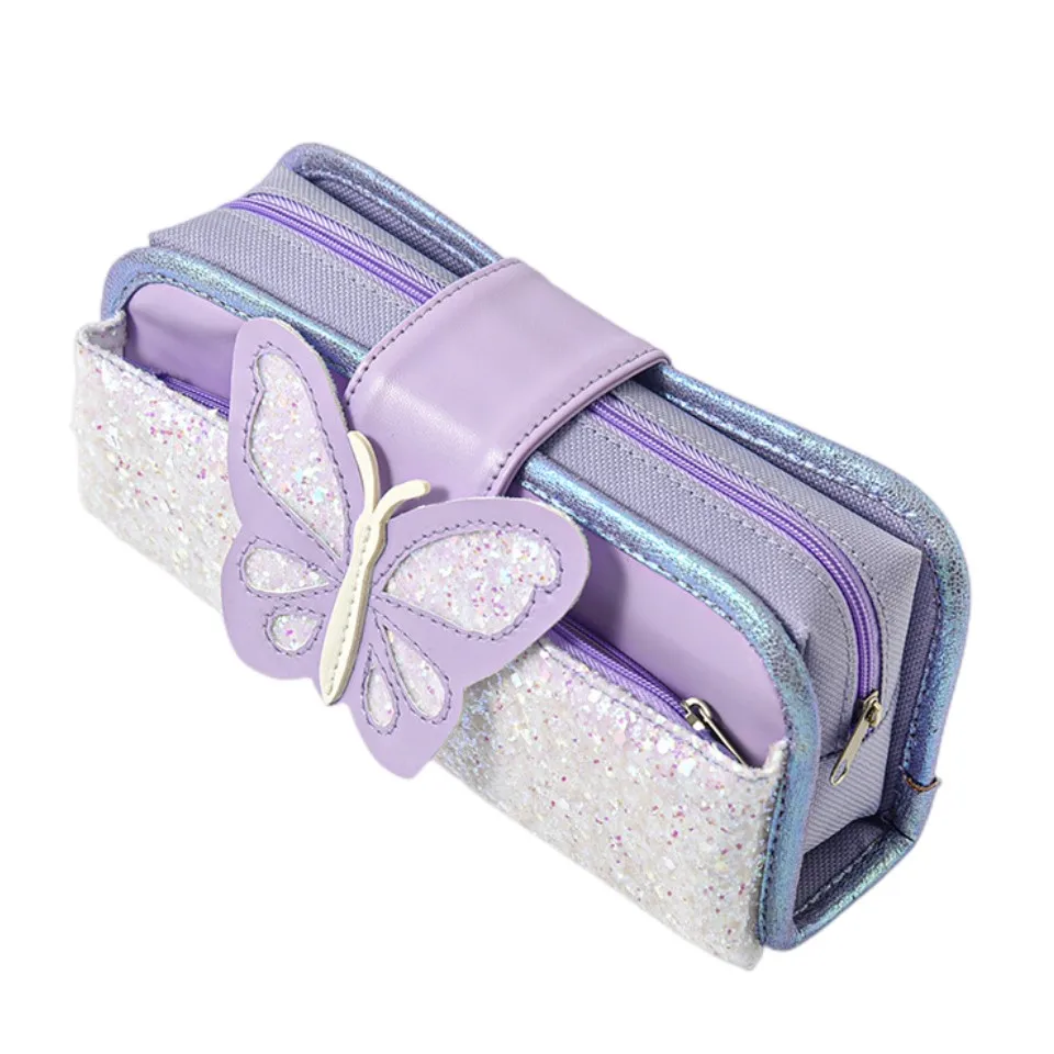Оптовая продажа высококачественный чехол из ткани Оксфорд с изображением бабочки канцелярские принадлежности студенческие сумки для карандашей