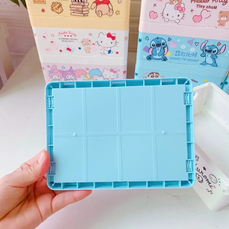 Cartoon kawaii foldable storage box  Kuromi Desktop Sundries Sorting Small Box Dormitory Accessories Household Storage boxes