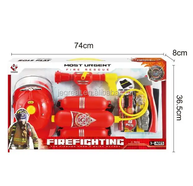 8PCS/Set  Fireman gear  Firefighter Costume Role Play Toy Set for Kids with Helmet and Accessories