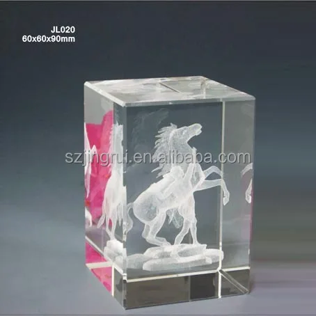 Cheap 3D Laser Engraved Airplane Model Blue Color Crystal Cube Award Gift For Guests Wedding