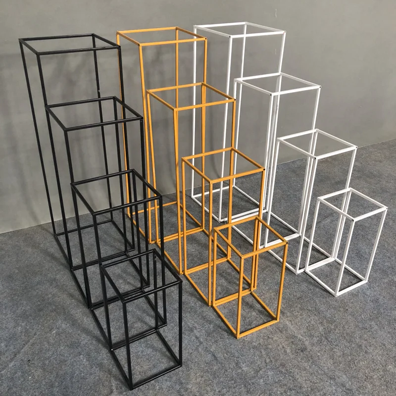 DKB 40cm 60cm 80cm 100cm tall metal decorative flower arrangement gold black flower stand for wedding table centerpieces