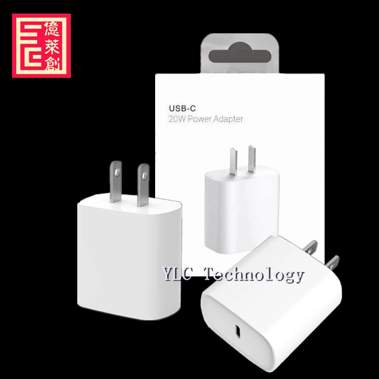 For Iphone 12 Usb-c Power Adapter for Iphone 11 12 Pro or Samsung Note10 20w Pd Charger with Box Mobile Phone TYPE-C Gan5 20w