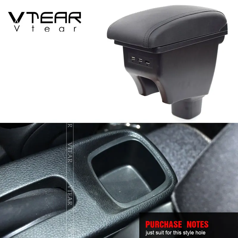 Vtear For Suzuki Sx4 Armrest box Usb Interface PU leather Storage Box Car-styling Arm Rest box Interior Accessories auto Part