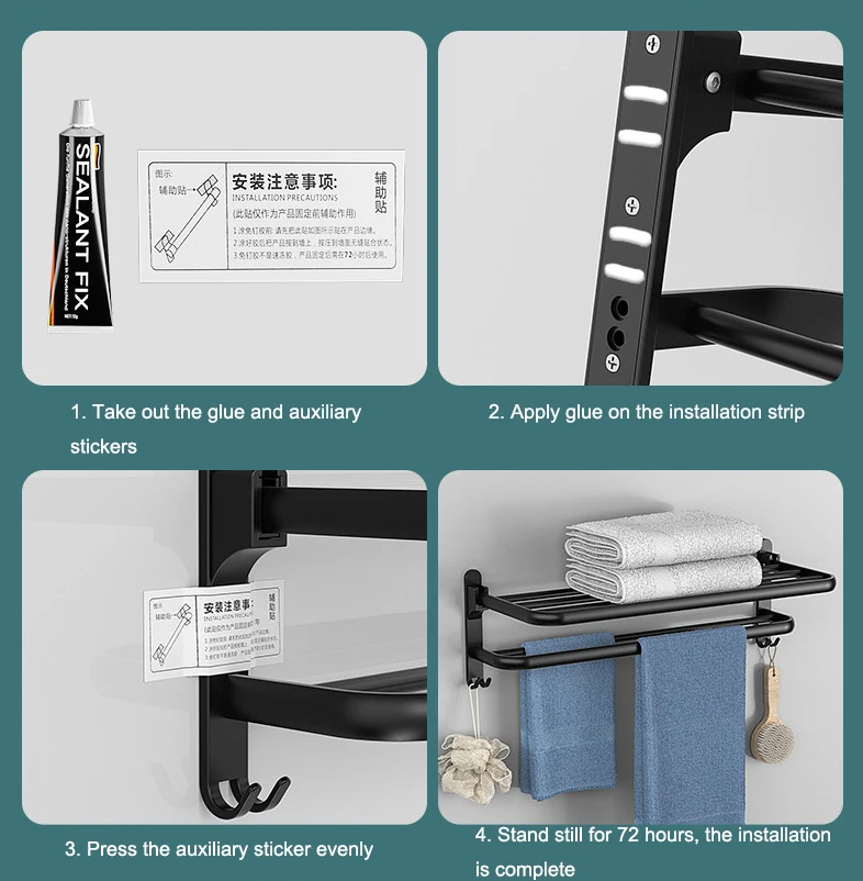 Pexmax Wall Mounted Bathroom Shelf Towel Rack and Storage rack 3PCS bathroom hardware set