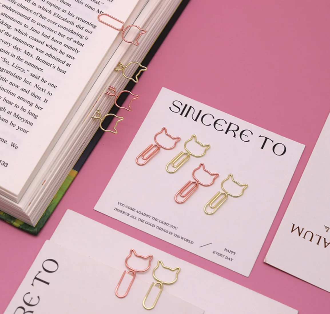 50 Piece Kitten Shape Paper Clips,Funny Planner Clips for for Fun Office Supplies School Gifts Wedding Decoration