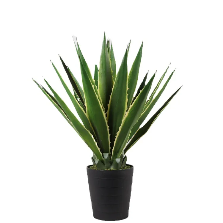 UV Resistant Green Plastic Artificial Agave Fake Aloe Plants Outdoor Artificial Sansevieria Plants In Pots For Home Decor Indoor