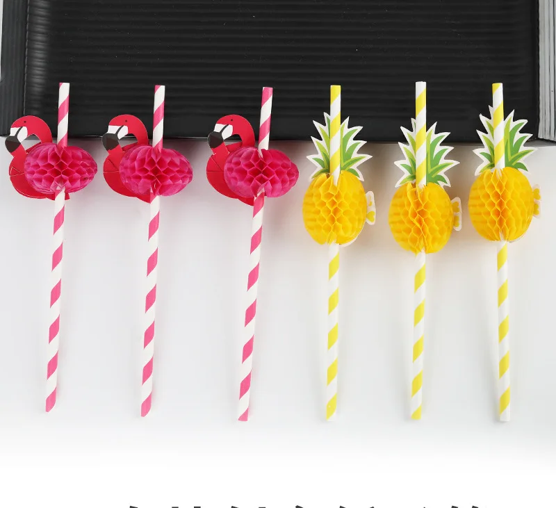 China factory wholesale biodegradable pink party disposable wrapping individually pla free straw flamingo paper straw