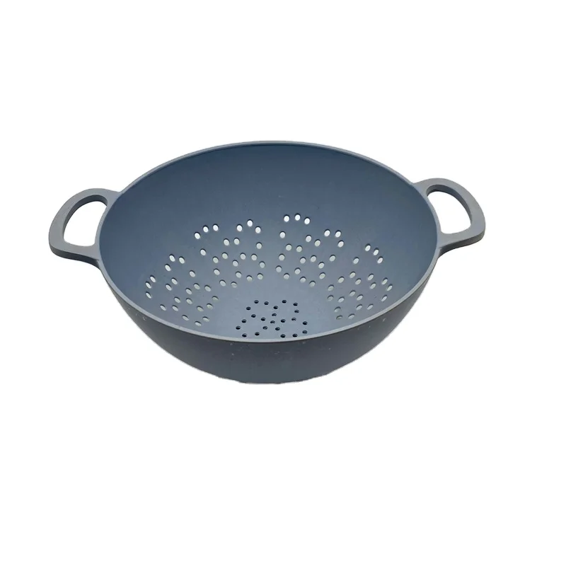 Biodegradable Scoop Bamboo Fiber salad bowl Colander Strainer baskets with Double Handles