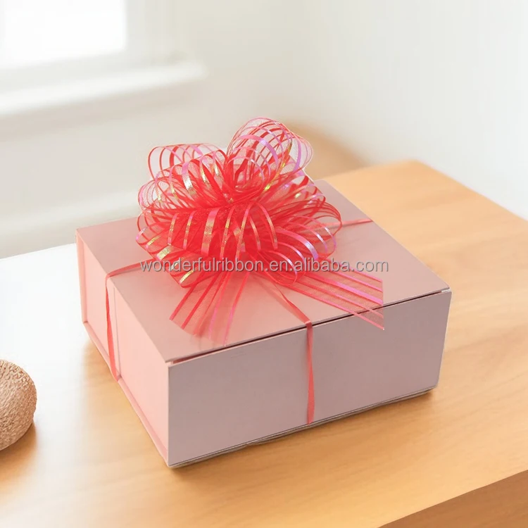 Big Colorful Plastic Ribbon Bows for Wedding and Party Car Decorations for Christmas Flower Wrapping and Gift Pull Bow Ribbon