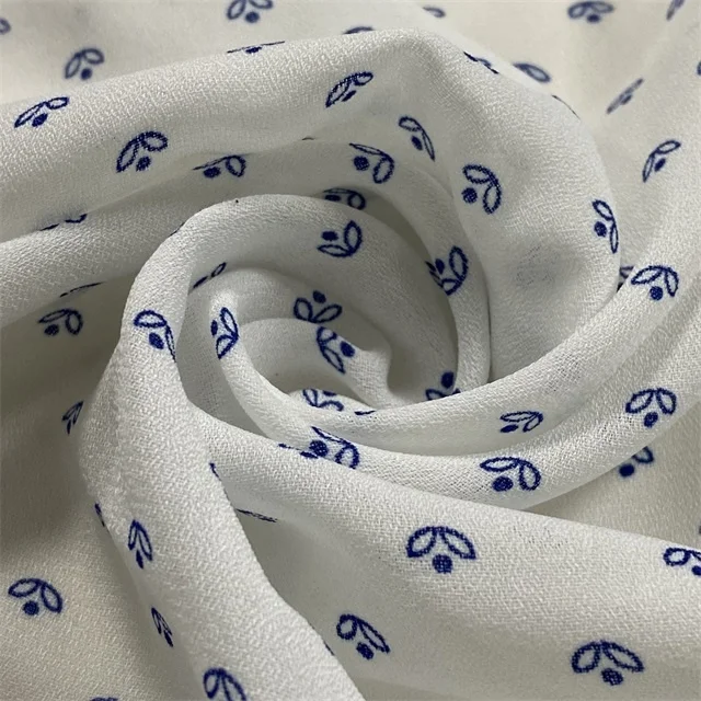 
100% polyester reactive printing 75D high twist moss crepe woven fabric 