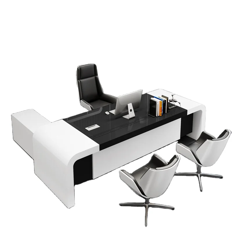 escritorio de oficina L shaped Modern executive Office furniture boss office Table white desk commercial furniture schreibtisch
