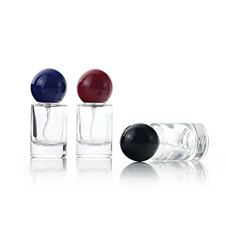 Round glass decant bottle perfume 15 ml cylinder perfume glass bottle spray perfume bottle with customized logo