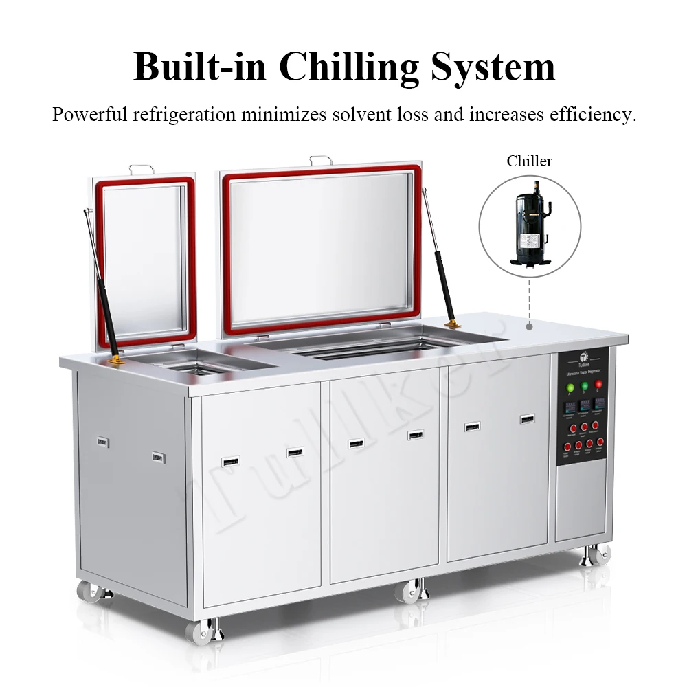 Tullker Three Tank Vapor Degreaser Degreasing Isopropanol IPA Acetone Cyclohexane Solvent Chiller Condensing Ultrasonic Cleaner