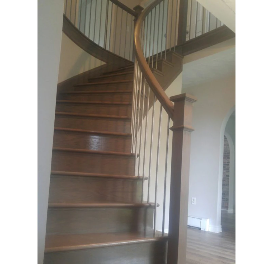 Victorian Style Staircase Top Quality Curved Timber Stairs Design Classical Wrought Iron Handrail