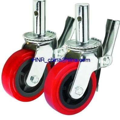 
red pu wheel heavy duty scaffold caster wheel with lock 