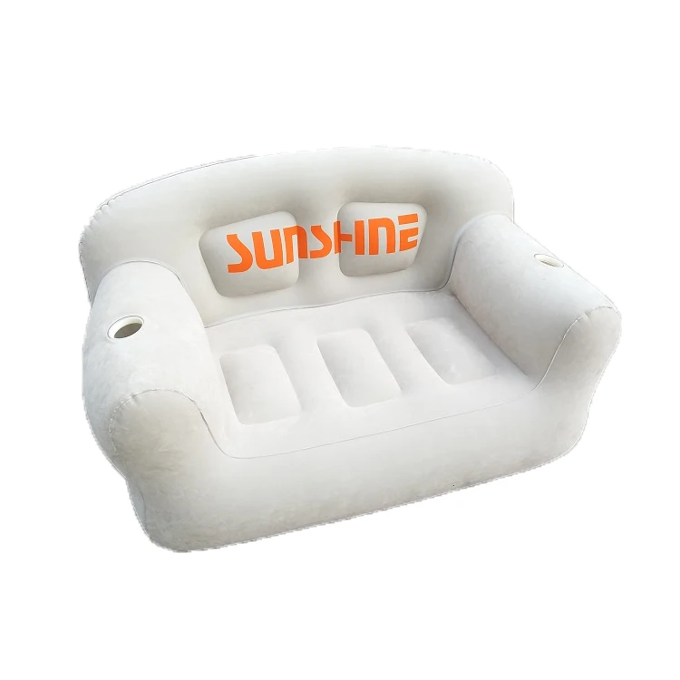 Custom Furniture Floding Inflatable Bedroom Sofa Chair Lounge Back Double Seat Flocking Inflatable Sofa