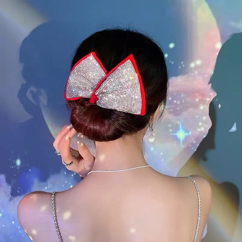 Net celebrity lazy twisting clip super fairy temperament bow hairpin female summer headdress back head ball head hair artifact