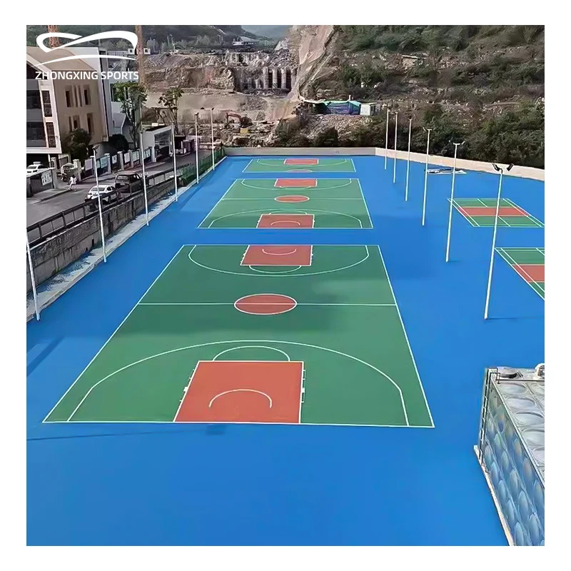 Силиконовая спортивная площадка для баскетбола