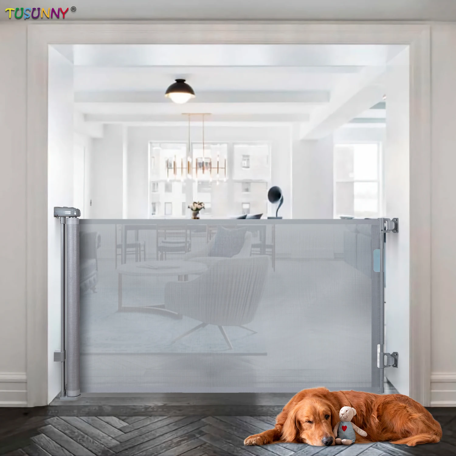 Child Safety Pets-mesh-gates Children Door Stair Sliding Retractable Safety Baby Pets Secure Gate