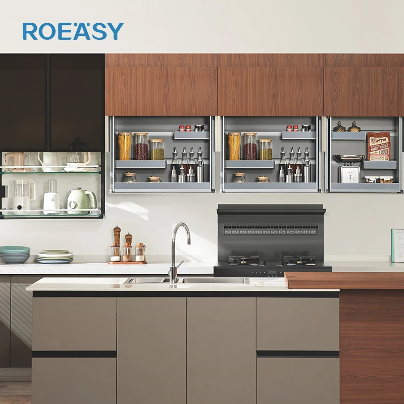Roeasy Kitchen Storage Shelves Cabinet Organizers Accessories Automatic Lifting System Pull Down Basket