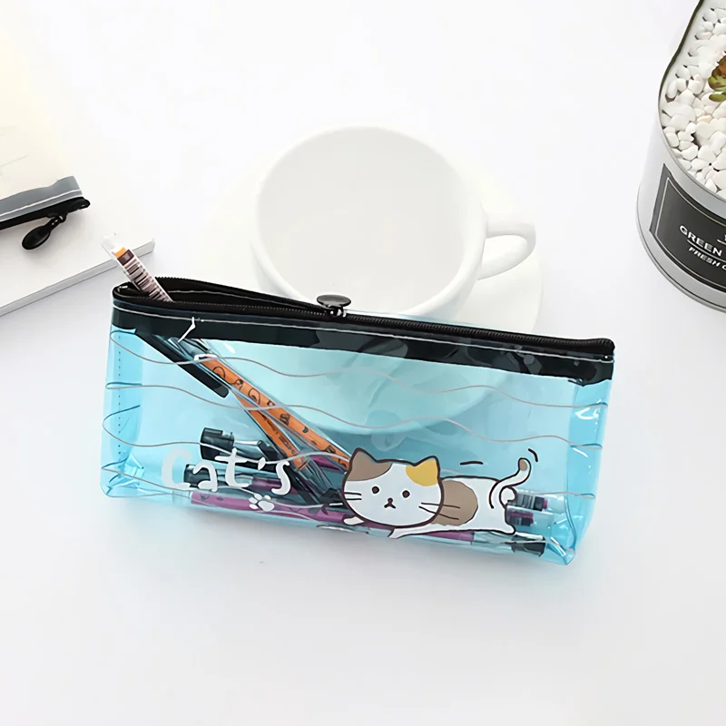 Glitter Jelly School Pencil Pouch For Kids Clear Plastic PVC Zipper Pencil Case & Bags