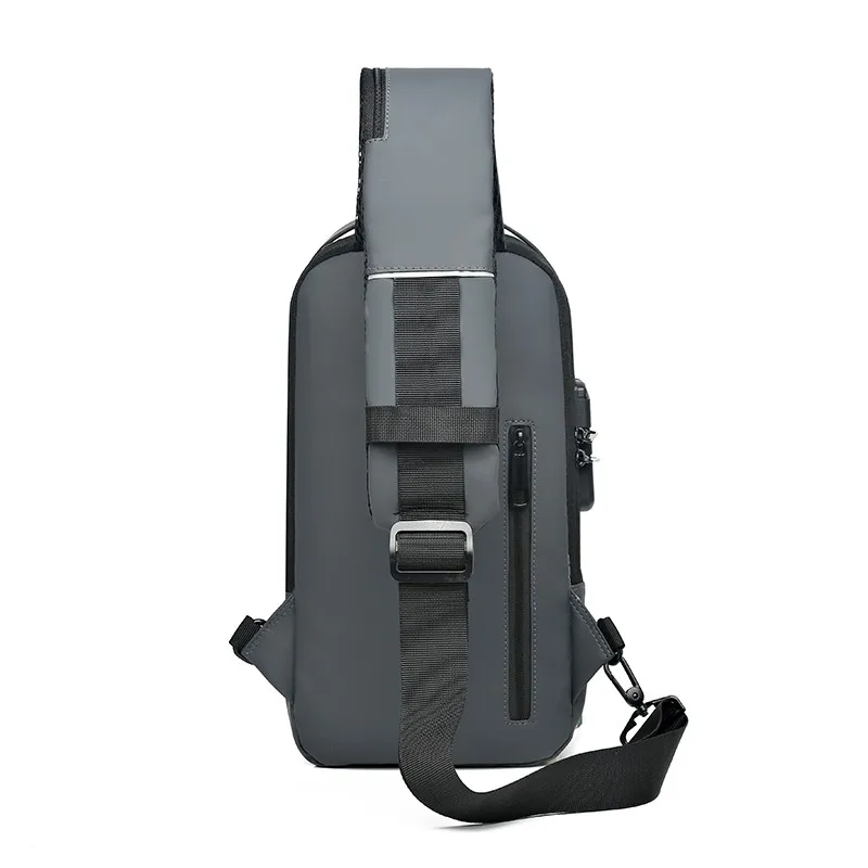 OMASKS Waterproof USB Anti Theft Lock Crossbody Sling Bags Mens Chest Bags