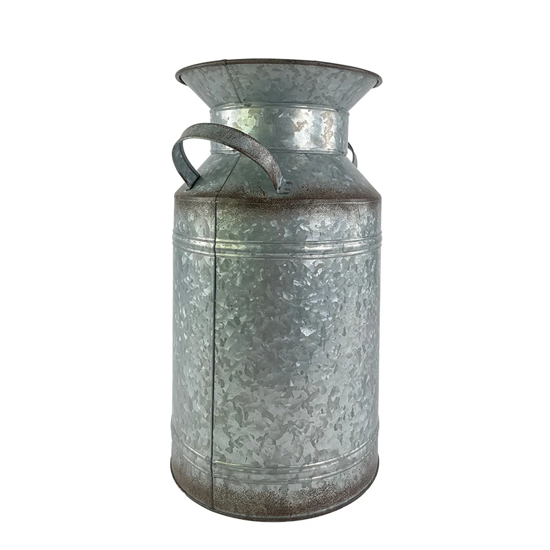  Винтажные вазы для цветов 20*27 * H38cm шикарная ваза металлическая фермерского дома оцинкованная молочная банка жестяной цветочный