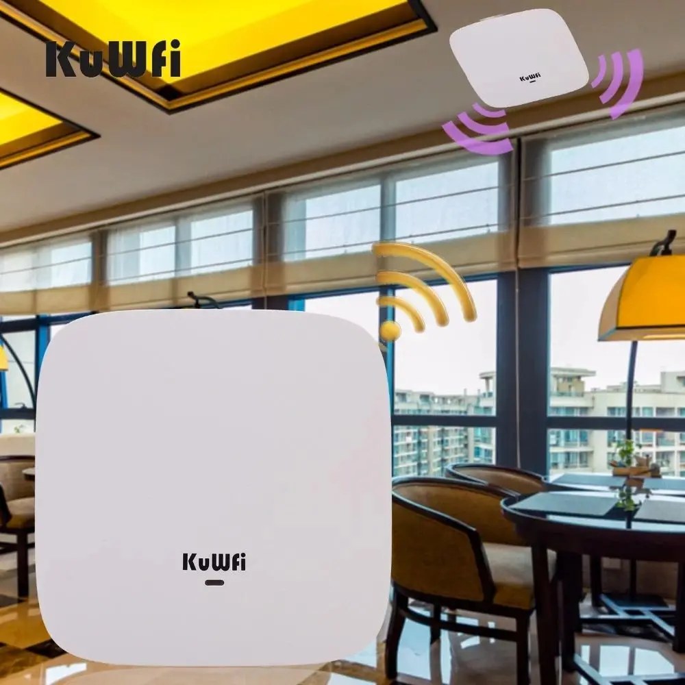 Wholesale KuWFi Ceiling Mount Ap 2.4g 48v Poe Access Point 300mbps Ceiling Ap Router Wireless Ceiling Ap Indoor