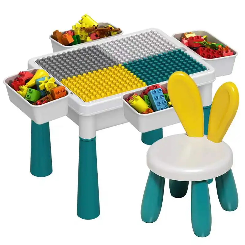Educational Easy Assemble Plastic Building Block Table For Kids