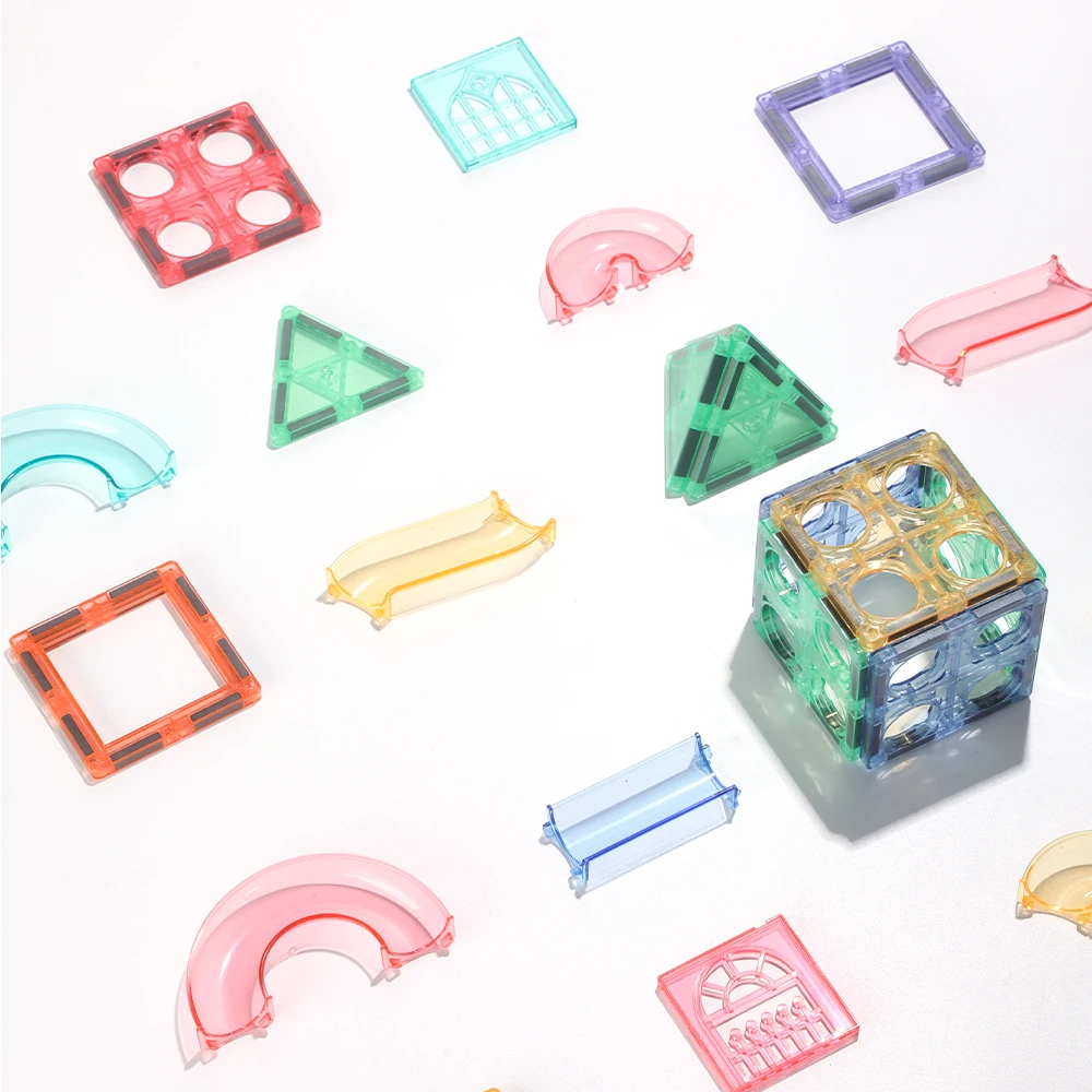 More for the boys Transparent pipesToys  Educational Magnetic Toys construction 108pcs sets Magnetic Tiles For Kids