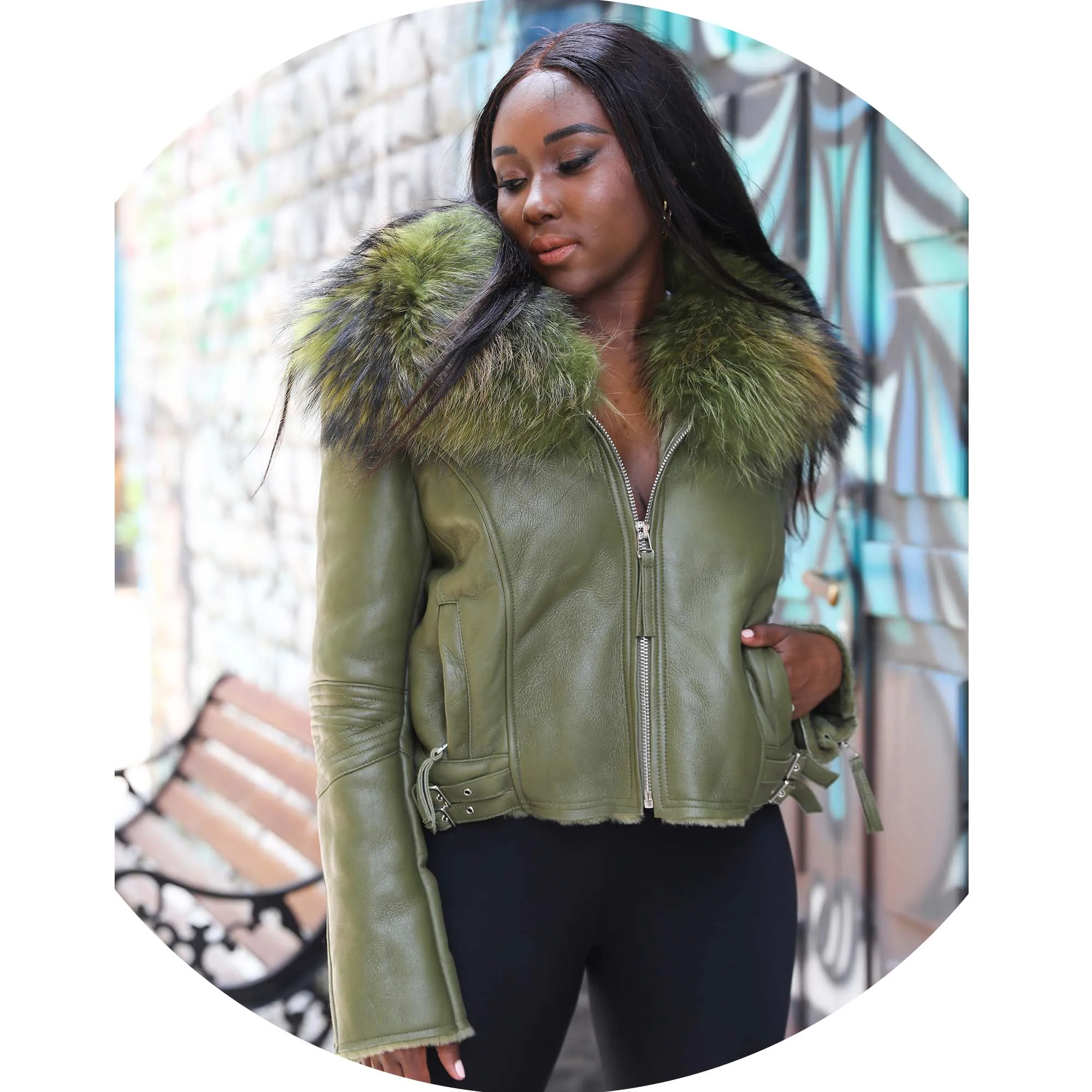 Classic Thick Doubleface Real SheepSkin Leather With Fur Jacket