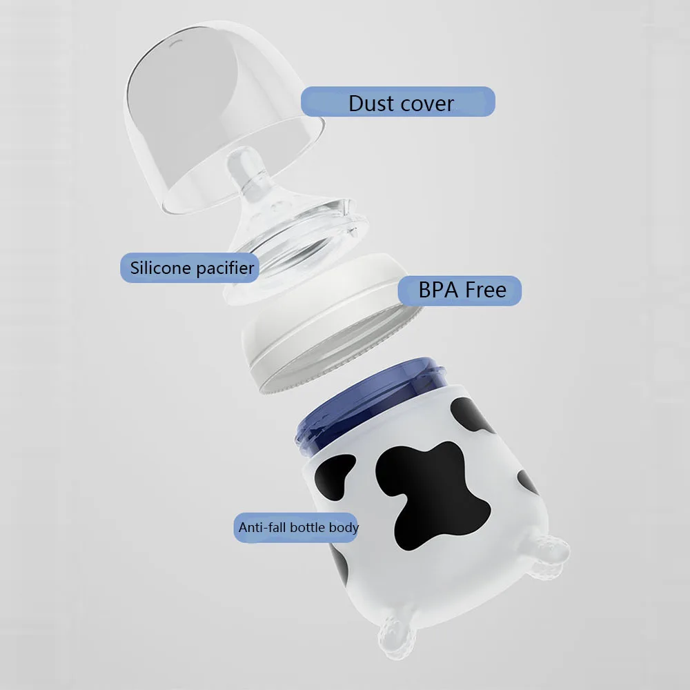 Baby Silicone Feeding Bottle Imitating Breast Milk for Newborn Baby Anti-colic Anti-choking Cow Milk Baby Feeding Supplies