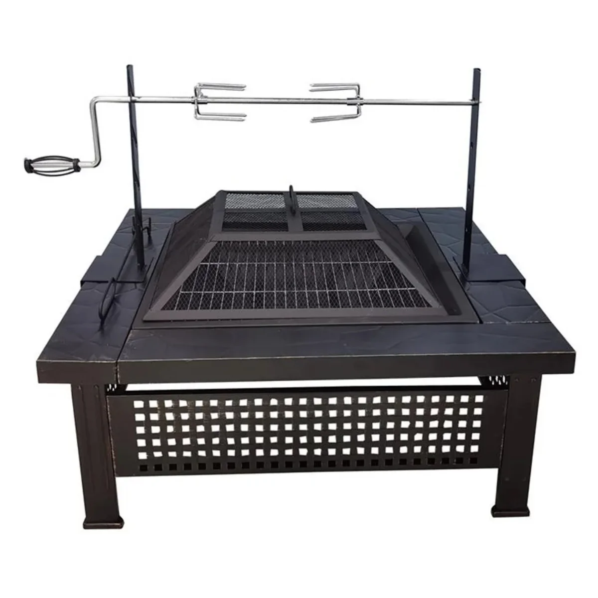 36 inch Outdoor Firepit Square fire Table Backyard Patio Garden Metal Wood Burning Fire Pits stove With Spark Screen
