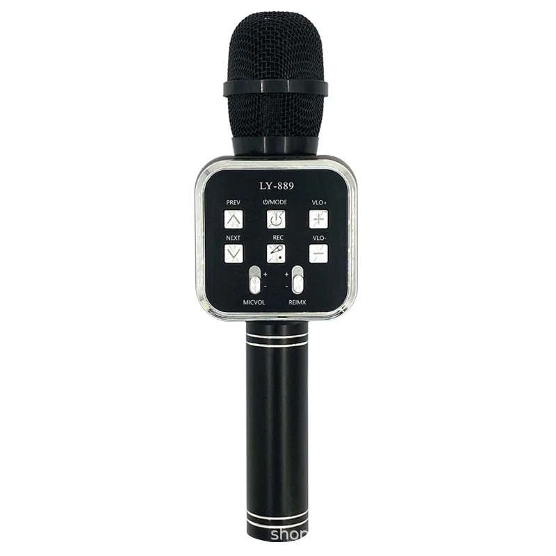 Professional Noise Cancelling LY889 USB recording mobile phone KTV wireless karaoke microphone speaker with LED lights