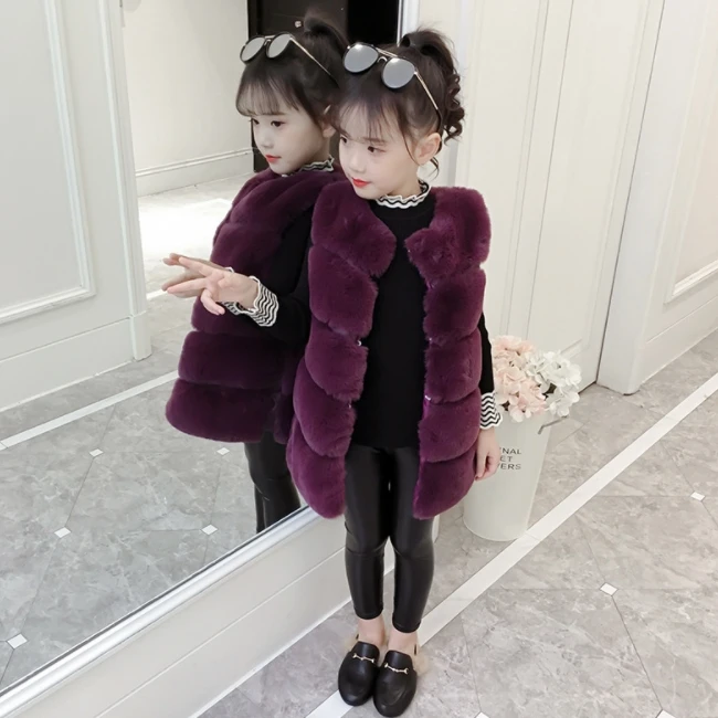 
SE7181 Girls New Children Faux Fur Vest Wholesale Kids Boutique Clothing 