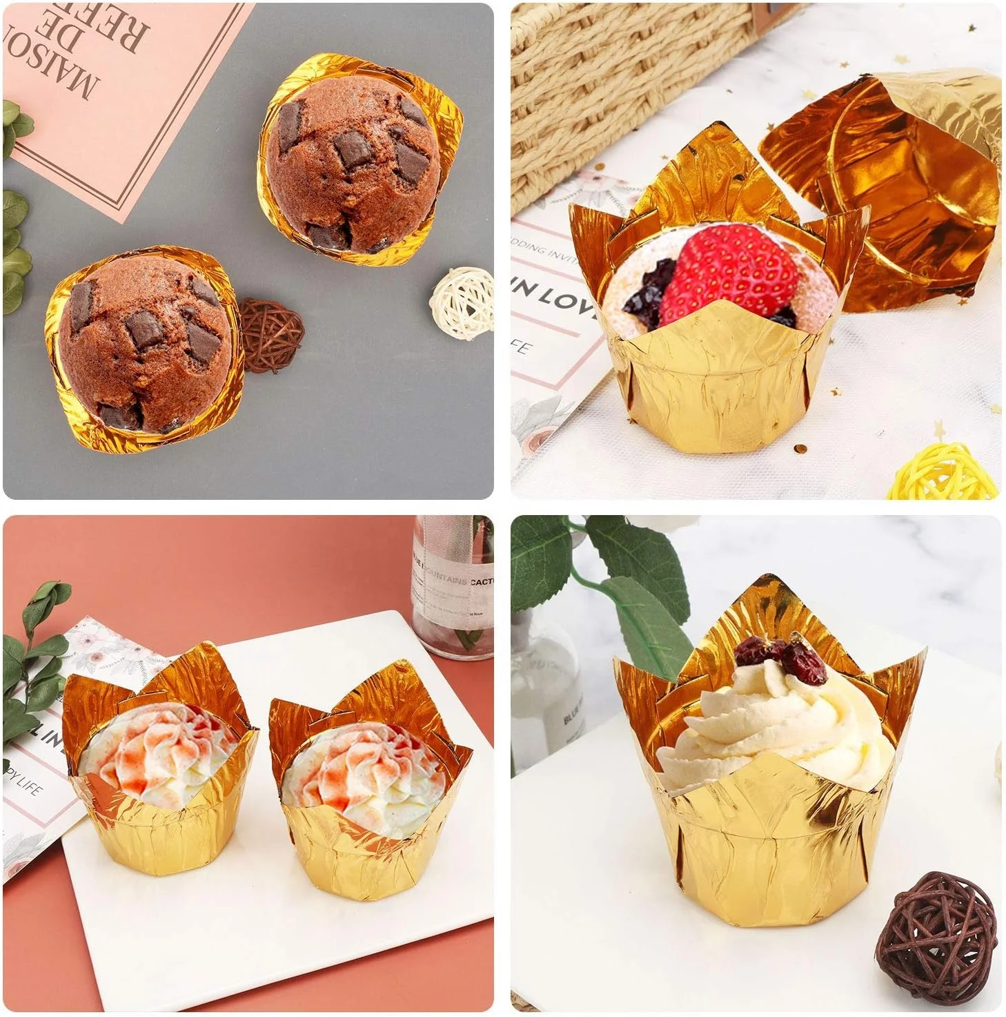 Wholesale High Quality Wedding Cake Tool Paper Or Foil Paper Cupcake Cups Liners Tulip Muffin Cups Cupcake Mold