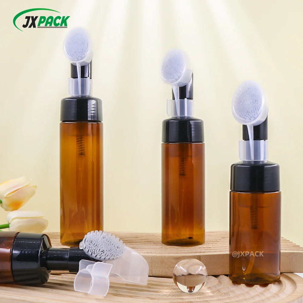 Luxury shoe cleaner foam bottle Foam silicone Brush Cleansing Clear plastic bottle teal black 3.5oz foam pump bottle
