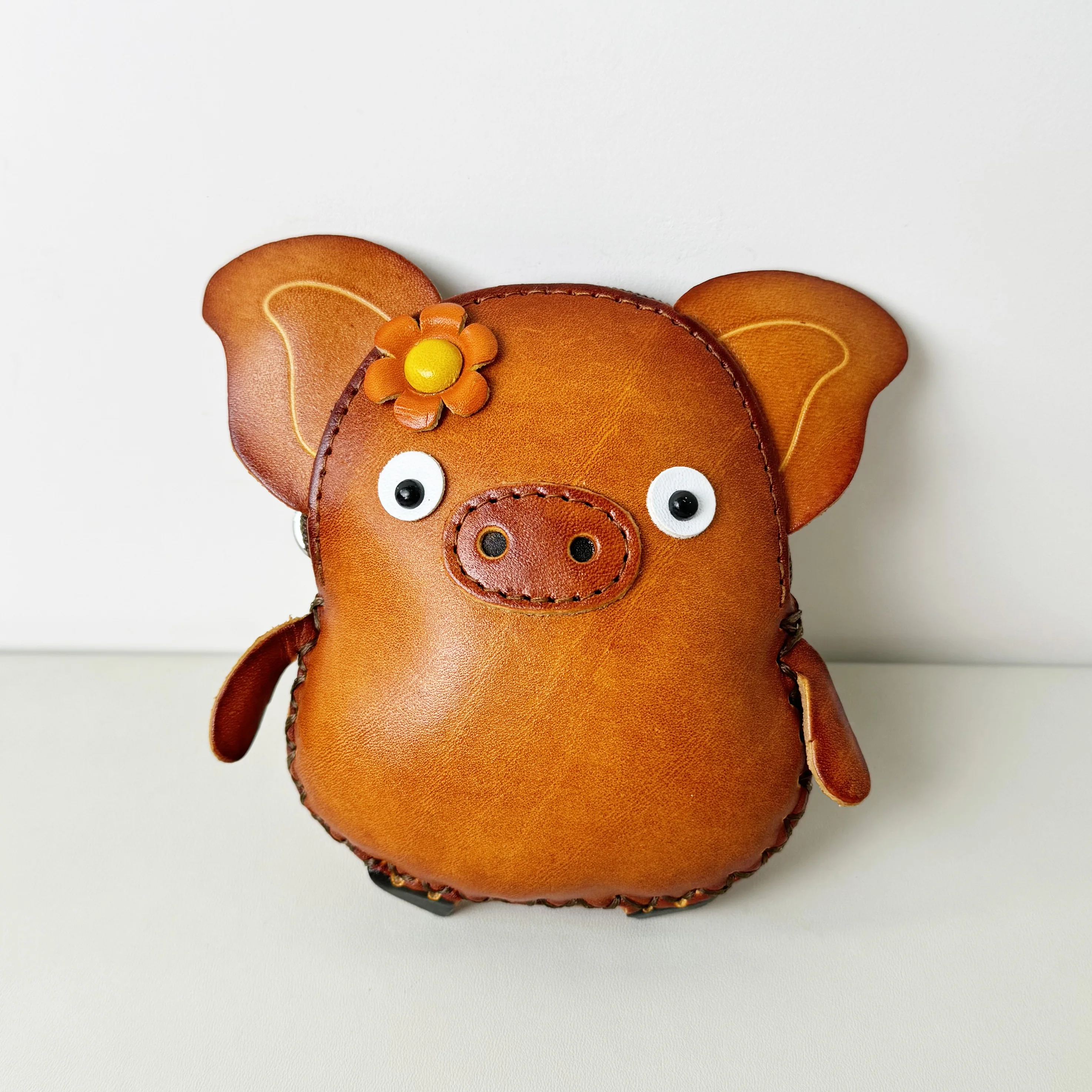 CP-026 pig  Animal Carton Vintage Cowhide Leather Gift Handmade cute Coin Purse
